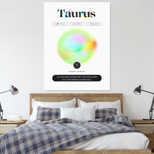Toile Signe moderne Zodiac Taurus Citation Élément Terre (Insitu(Chambre))