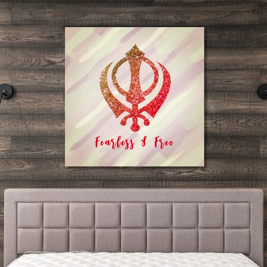 Toile Sikh Khanda "Sans peur et libre"