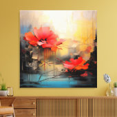 Toile Silence cramoisi – Coquelicots abstraits dans la l (Insitu(Salon))