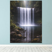 Toile Silent Forest Waterfall – Calm Nature Landscape (Insitu (Plancher de Bois))