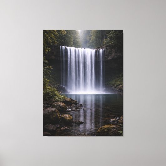 Toile Silent Forest Waterfall – Calm Nature Landscape (Recto)