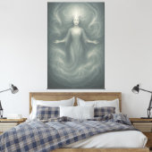 Toile Silent Goddess of Pure Light – Ethereal White Aur (Insitu(Chambre))