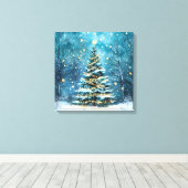 Toile Silent Night Glow Bright Christmas Forest Tree (Insitu (Plancher de Bois))