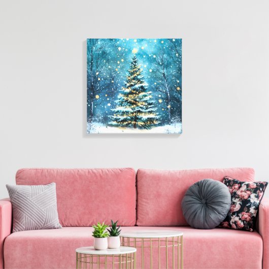 Toile Silent Night Glow Bright Christmas Forest Tree (Insitu(Salon))