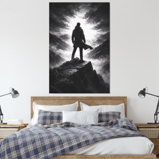 Toile Silent Resolve – Black & White Mountain Canvas Art (Insitu(Chambre))