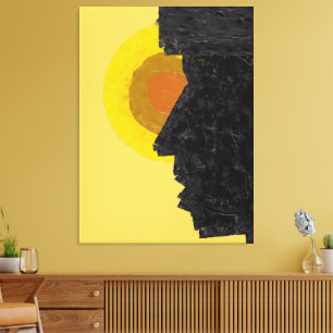 Toile Silhouette Abstraite Conceptuelle et Soleil