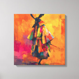 Toile Silhouette Abstraite du guerrier de Samurai