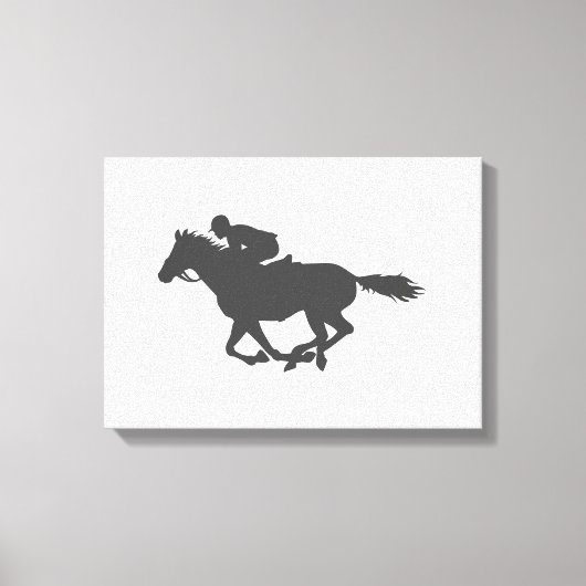 Toile Silhouette cheval jockey - Choisir la couleur arri (Recto)