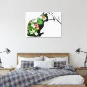 Toile Silhouette de chat floral (Insitu(Chambre))