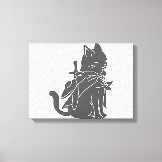 Toile Silhouette de chat guerrier - Choisir la couleur a (Recto)