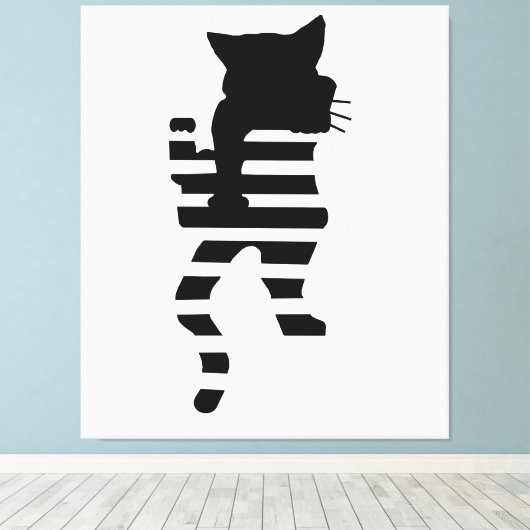 Toile Silhouette de chat noir (Insitu (Plancher de Bois))