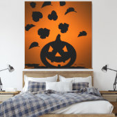 Toile Silhouette de citrouille et de feuilles (Insitu(Chambre))