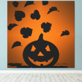 Toile Silhouette de citrouille et de feuilles (Insitu (Plancher de Bois))