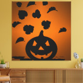 Toile Silhouette de citrouille et de feuilles (Insitu(Salon))