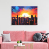 Toile Silhouette de Cityscape à Dusk (Insitu(Salon))