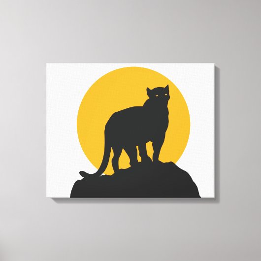 Toile Silhouette de coucher de soleil de panthère noire (Recto)