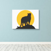 Toile Silhouette de coucher de soleil de panthère noire (Insitu (Plancher de Bois))