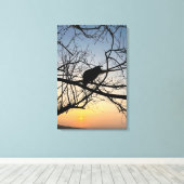 Toile Silhouette de coucher de soleil doré : Oiseau sur  (Insitu (Plancher de Bois))