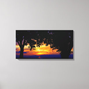 Toile Silhouette de coucher du soleil