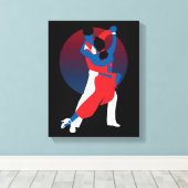 Toile Silhouette de danse rouge et bleu - Danseurs de ta (Insitu (Plancher de Bois))