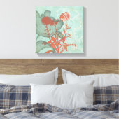 Toile Silhouette de Fleurs rouges sur Arrière - plan Tur (Insitu(Chambre))