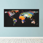 Toile Silhouette de la carte du monde - Un monde Abstrai (Insitu (Plancher de Bois))