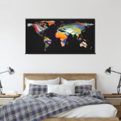 Toile Silhouette de la carte du monde - Un monde Abstrai (Insitu(Chambre))