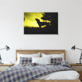 Toile Silhouette de loup hurlant (Insitu(Chambre))