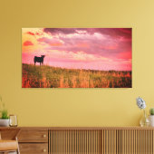 Toile Silhouette de vache au coucher du soleil (Insitu(Salon))