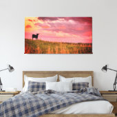 Toile Silhouette de vache au coucher du soleil (Insitu(Chambre))