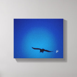 Toile Silhouette d'oiseau Ciel Bleu Lumière Cyan Art