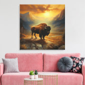 Toile Silhouette du coucher de soleil de bison de buffle (Insitu(Salon))