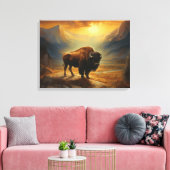 Toile Silhouette du coucher de soleil de bison de buffle (Insitu(Salon))