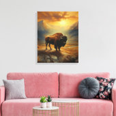 Toile Silhouette du coucher de soleil de bison de buffle (Insitu(Salon))