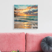 Toile Silhouette du coucher de soleil sur la plage (Insitu(Salon))