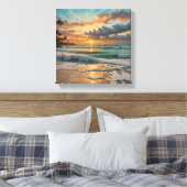 Toile Silhouette du coucher de soleil sur la plage (Insitu(Chambre))