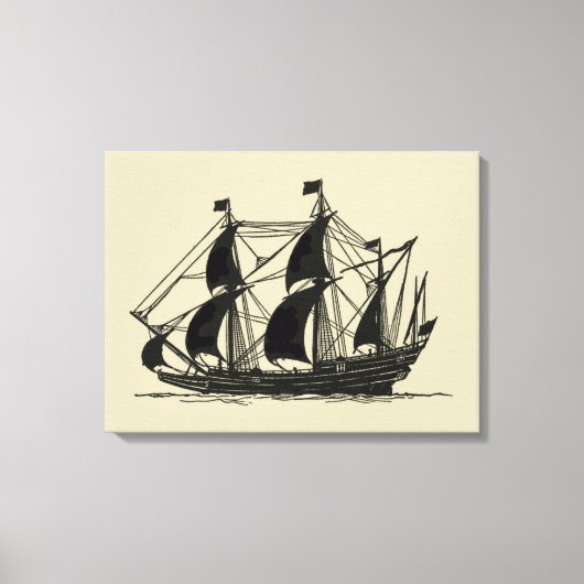 Toile Silhouette du navire avec voiles de billage (Recto)