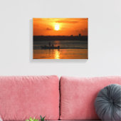 Toile Silhouette d'un bateau au coucher du soleil (Insitu(Salon))