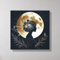 Silhouette Féminin avec Élégance de la Lune Dorée