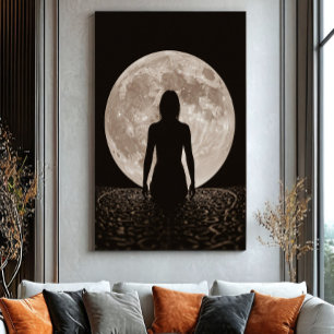 Toile Silhouette féminine au clair de lune