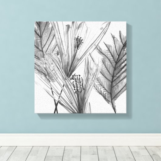 Toile Silhouette florale - Gris (Insitu (Plancher de Bois))