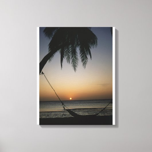 Toile Silhouetté hamac vide au coucher du soleil (Recto)