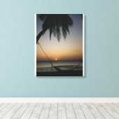 Toile Silhouetté hamac vide au coucher du soleil (Insitu (Plancher de Bois))
