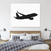 Toile Silhouette noire de Jet Liner d'avion à personnali (Insitu(Chambre))
