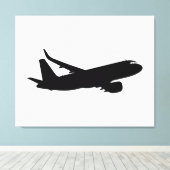 Toile Silhouette noire de Jet Liner d'avion à personnali (Insitu (Plancher de Bois))