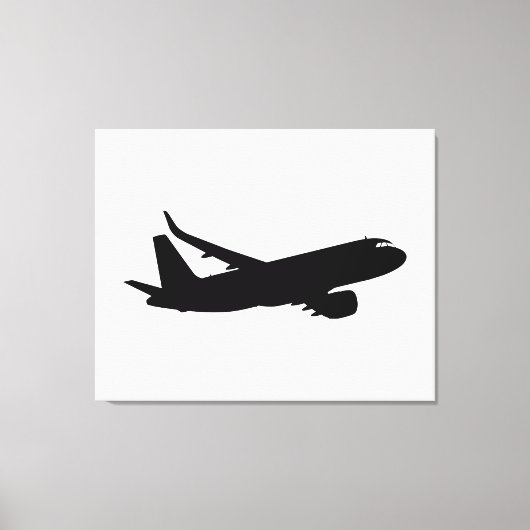 Toile Silhouette noire de Jet Liner d'avion à personnali (Recto)