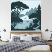 Toile Silhouette Serene Lakeside (Insitu(Chambre))