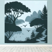 Toile Silhouette Serene Lakeside (Insitu (Plancher de Bois))