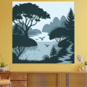 Toile Silhouette Serene Lakeside (Insitu(Salon))