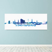 Toile Silhouette Skyline de Hambourg (Insitu (Plancher de Bois))